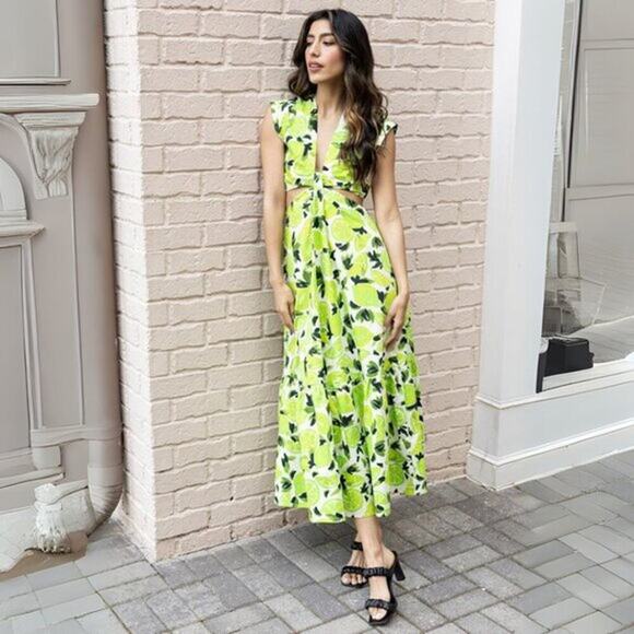 Steve Madden Citrus Cutout Maxi Dress L NWT – Summer Tie Front Cotton - Picture 1 of 7